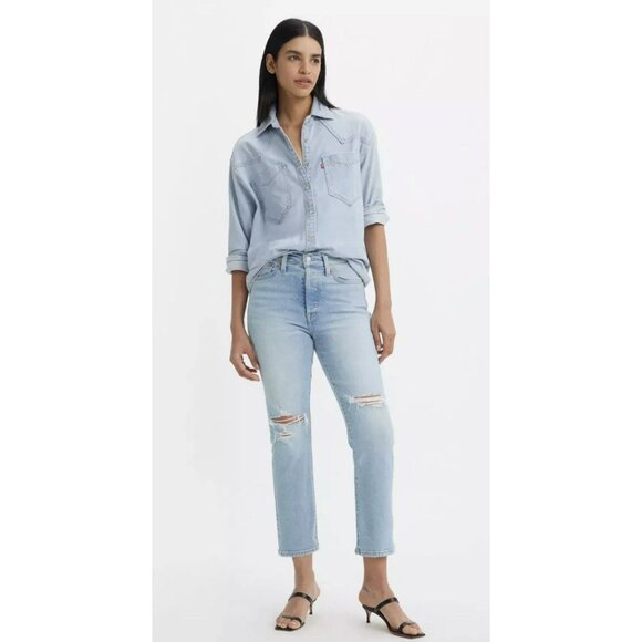 Levis Women’s Wedgie Straight Distressed Jeans 28x27 EUC - Picture 1 of 7